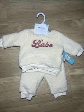 PL Baby Cream 'Babe' Sherpa Kids Matching Set
